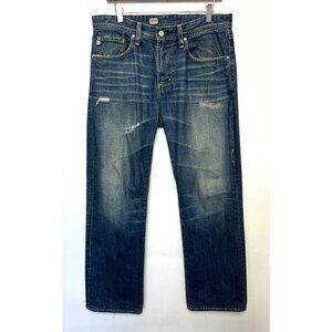 AG Adriano Goldschmied Blue Size 34 Protege Straight Leg Distressed Jeans Mens